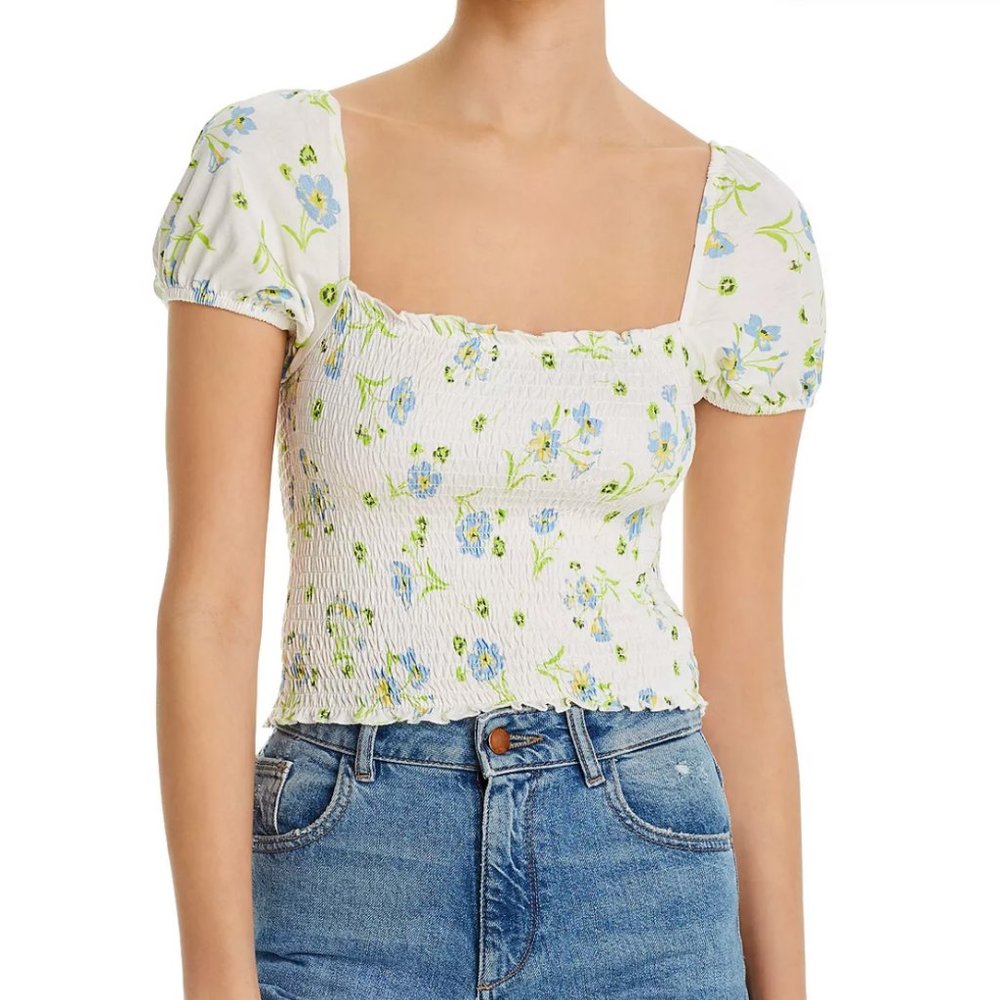 FRENCH CONNECTION Shanti Meadow Jersey Smocked Tee